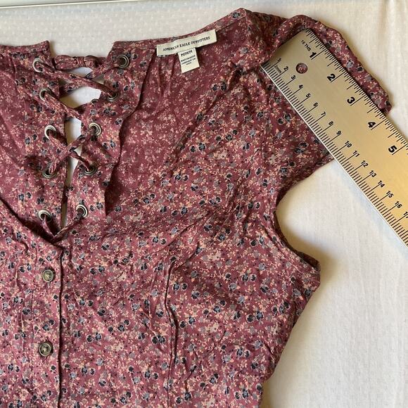 American Eagle Outfitters Women Dress M Mauve Floral Fit & Flare Cottagecore - Picture 7 of 11
